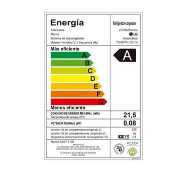Refrigerador LG VT29 285L Frío Seco Acero Inox Eficiencia A Motor Inverter - Tienda Universo